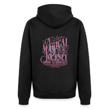 Harry Potter Platform 9 ¾ Design In Pink & Blue - Unisex Premium Organic Zip Hoodie - black - Back - Nico (187cm)