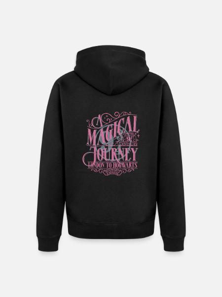 Harry Potter Platform 9 ¾ Design In Pink & Blue - Unisex Premium Organic Zip Hoodie - black