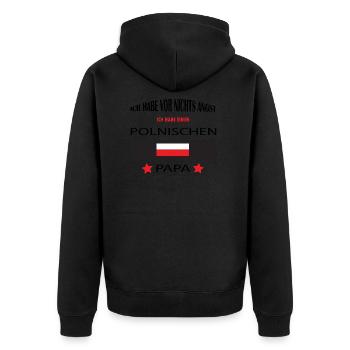 POLNISCHER PAPA - Unisex Premium Bio Zip Hoodie - Schwarz - Hinten - Nico (187cm)