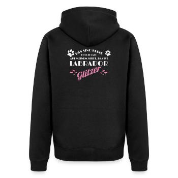 Labrador dog hair glitter dogs gift idea - Unisex Premium Organic Zip Hoodie - black - Back - Nico (187cm)