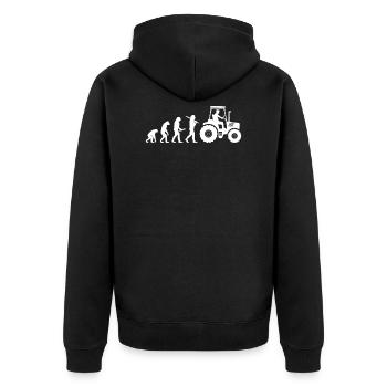 Farmer Tractor Evolution Farmer Trecker Gift - Unisex Premium Organic Zip Hoodie - black - Back - Nico (187cm)