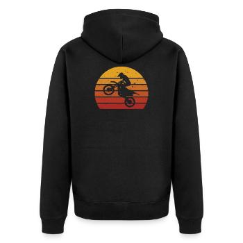 Motocross Off Road Enduro Motorsport Race Geschenk - Unisex Premium Bio Zip Hoodie - Schwarz - Hinten - Nico (187cm)