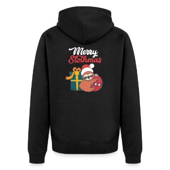 Sloth Christmas Merry Slothmas Sloth Gift - Unisex Premium Organic Zip Hoodie - black - Back - Nico (187cm)