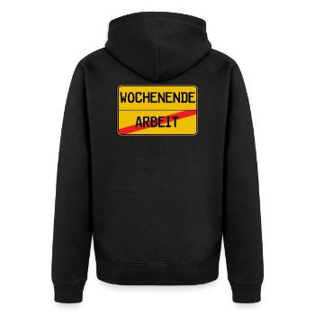 Arbeit Wochenende - Unisex Premium Bio Zip Hoodie - Schwarz - Hinten - Nico (187cm)