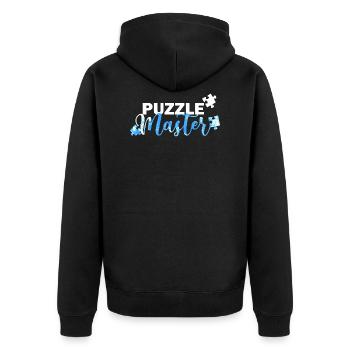 Puzzle Master Spruch für Puzzle-Fans - Unisex Premium Bio Zip Hoodie - Schwarz - Hinten - Nico (187cm)