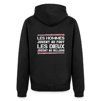 Les Hommes Jouent Au Foot Les Dieux Au Billard - Veste à capuche bio Premium Unisexe - noir - Dos - Nico (187cm)