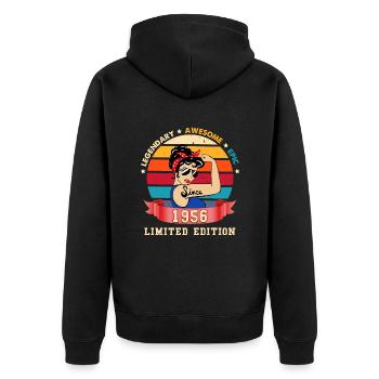 Femme Légende Anniversaire 1956 Edition Limitée - Veste à capuche bio Premium Unisexe - noir - Dos - Nico (187cm)