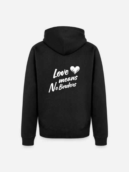 love means no borders - Unisex Premium Organic Zip Hoodie - black
