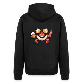 Krebs Krabbe Apres Ski Bier Comic - Unisex Premium Bio Zip Hoodie - Schwarz - Hinten - Nico (187cm)