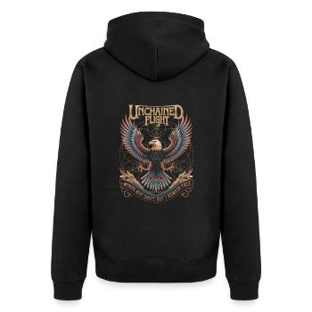 Vol déchaîné - Aigle et géométrie sacrée - Veste à capuche bio Premium Unisexe - noir - Dos - Nico (187cm)