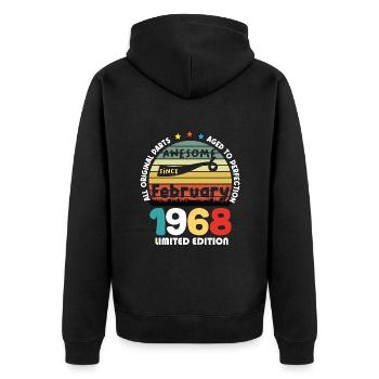 56 Years Old Made In 1968 Vintage February 1968 - Unisex Premium Organic Zip Hoodie - black - Back - Nico (187cm)