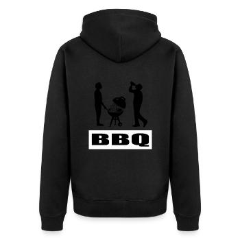 BBQ - Unisex Premium Bio Zip Hoodie - Schwarz - Hinten - Nico (187cm)