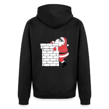 Weihnachtsmann Silhouette Minimalistischer Stil - Unisex Premium Bio Zip Hoodie - Schwarz - Hinten - Nico (187cm)