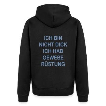 Lustige Sprüche Geweberüstung Nicht Dick - Unisex Premium Bio Zip Hoodie - Schwarz - Hinten - Nico (187cm)