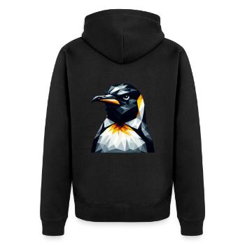 Geometrischer Pinguin Polygon Mathematik Kunst - Unisex Premium Bio Zip Hoodie - Schwarz - Hinten - Nico (187cm)