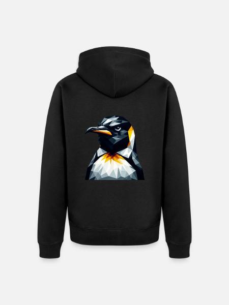 Geometric Penguin Polygon Math Art - Unisex Premium Organic Zip Hoodie - black