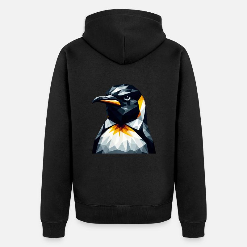 Geometric Penguin Polygon Math Art - Unisex Premium Organic Zip Hoodie - black