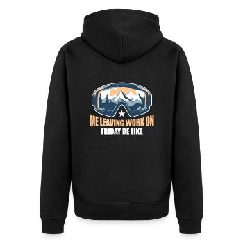 Leaving Work on Friday, Ski Goggles, Downhill, Piste - Unisex Premium Organic Zip Hoodie - black - Back - Nico (187cm)