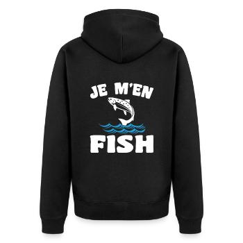 Ich fische nicht. Lustiges Fischergeschenk zum Angeln - Unisex Premium Bio Zip Hoodie - Schwarz - Hinten - Nico (187cm)
