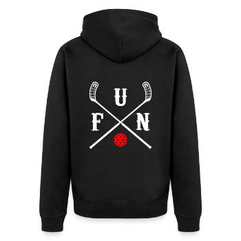 floorball floorball floorball logo - Unisex Premium Organic Zip Hoodie - black - Back - Nico (187cm)