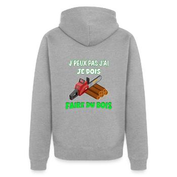 Faire Du Bois Humour Tronçonnesue - Veste à capuche bio Premium Unisexe - gris chiné - Dos - Nico (187cm)