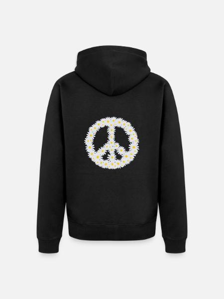Gänseblümchen-Friedenszeichen - Unisex Premium Bio Zip Hoodie - Schwarz