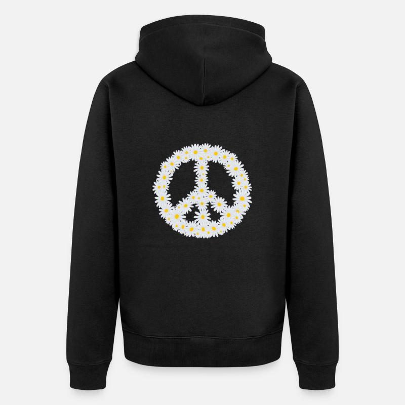 Gänseblümchen-Friedenszeichen - Unisex Premium Bio Zip Hoodie - Schwarz