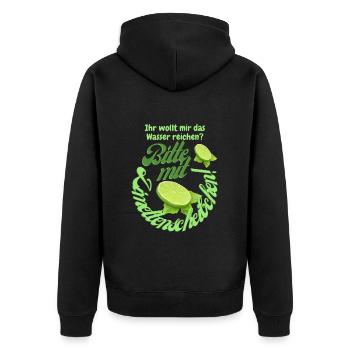 Ihr wollt mir das Wasser reichen? - Unisex Premium Bio Zip Hoodie - Schwarz - Hinten - Nico (187cm)