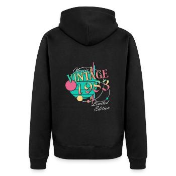 Millésime 1983 40e anniversaire 40 ans classique - Veste à capuche bio Premium Unisexe - noir - Dos - Nico (187cm)