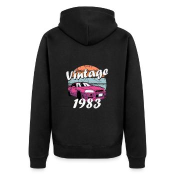 Original 1983 Vintage Vintage Birthday Gift - Unisex Premium Organic Zip Hoodie - black - Back - Nico (187cm)