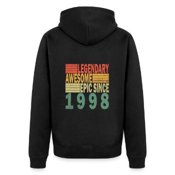 25. Geburtstag Jahrgang 1998 Vintage 1998 - Unisex Premium Bio Zip Hoodie - Schwarz - Hinten - Nico (187cm)