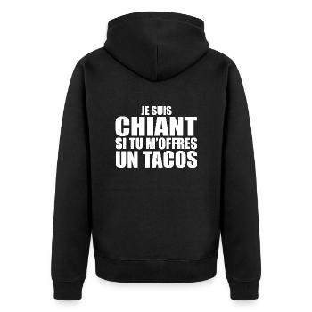 Man Who Loves: Tacos. Funny Design Humor - Unisex Premium Organic Zip Hoodie - black - Back - Nico (187cm)