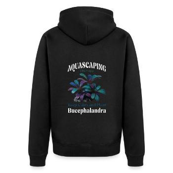 Aquascaping – Ruhe bewahren und Bucephalandra pflanzen - Unisex Premium Bio Zip Hoodie - Schwarz - Hinten - Nico (187cm)