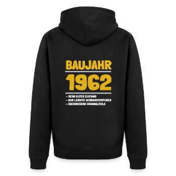 Die Geschenkidee für alle Jahrgang 1962 - Unisex Premium Bio Zip Hoodie - Schwarz - Hinten - Nico (187cm)