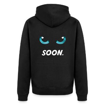 Katzenaugen bald blau - Unisex Premium Bio Zip Hoodie - Schwarz - Hinten - Nico (187cm)