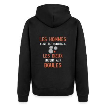 Joueur aux boules Pétanque Bouliste - Veste à capuche bio Premium Unisexe - noir - Dos - Nico (187cm)