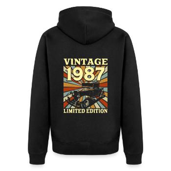 Vintage 35 Ans 1987 35e Anniversaire - Veste à capuche bio Premium Unisexe - noir - Dos - Nico (187cm)