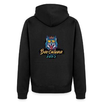 Barcelone 2025 Loup de fête - Veste à capuche bio Premium Unisexe - noir - Dos - Nico (187cm)