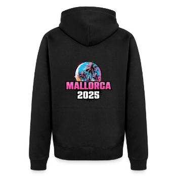 Mallorca 2025 Palmen - Unisex Premium Bio Zip Hoodie - Schwarz - Hinten - Nico (187cm)
