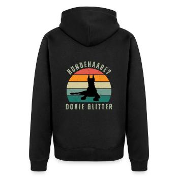 Dobie Glitter Retro Sunset - Unisex Premium Bio Zip Hoodie - Schwarz - Hinten - Nico (187cm)