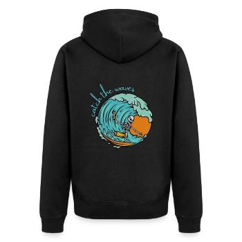 Attrapez les vagues - Surfeur - Veste à capuche bio Premium Unisexe - noir - Dos - Nico (187cm)