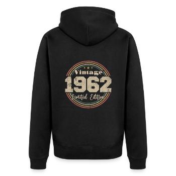 1962 Retro Vintage Geburtstag geboren in - 1962 - Unisex Premium Bio Zip Hoodie - Schwarz - Hinten - Nico (187cm)