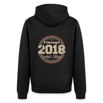 2018 Retro Vintage Geburtstag geboren in - 2018 - Unisex Premium Bio Zip Hoodie - Schwarz - Hinten - Nico (187cm)