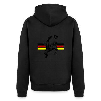 Soccer overhead kick Germany - Unisex Premium Organic Zip Hoodie - black - Back - Nico (187cm)