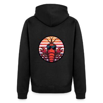 Hummer Krebs Cool Comic - Unisex Premium Bio Zip Hoodie - Schwarz - Hinten - Nico (187cm)