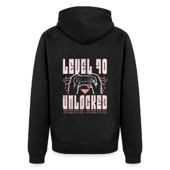 Vintage Video Games 1954 70 Years Anniversary Gamer - Unisex Premium Organic Zip Hoodie - black - Back - Nico (187cm)