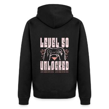 Vintage Video Games 1974 50 Years Anniversary Gamer - Unisex Premium Organic Zip Hoodie - black - Back - Nico (187cm)