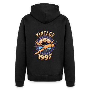 Avion Vintage 1997 25 Ans Anniversaire - Veste à capuche bio Premium Unisexe - noir - Dos - Nico (187cm)