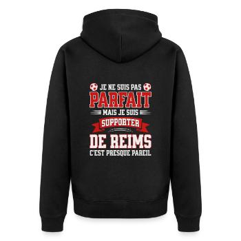 Supporter Football Reims Fier D'Être Rémois - Veste à capuche bio Premium Unisexe - noir - Dos - Nico (187cm)