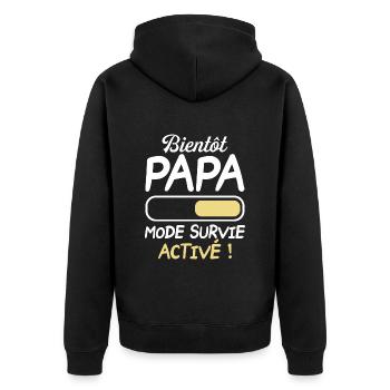 Bientôt Papa Mode Survie Activé Futur Papa 2024 - Veste à capuche bio Premium Unisexe - noir - Dos - Nico (187cm)